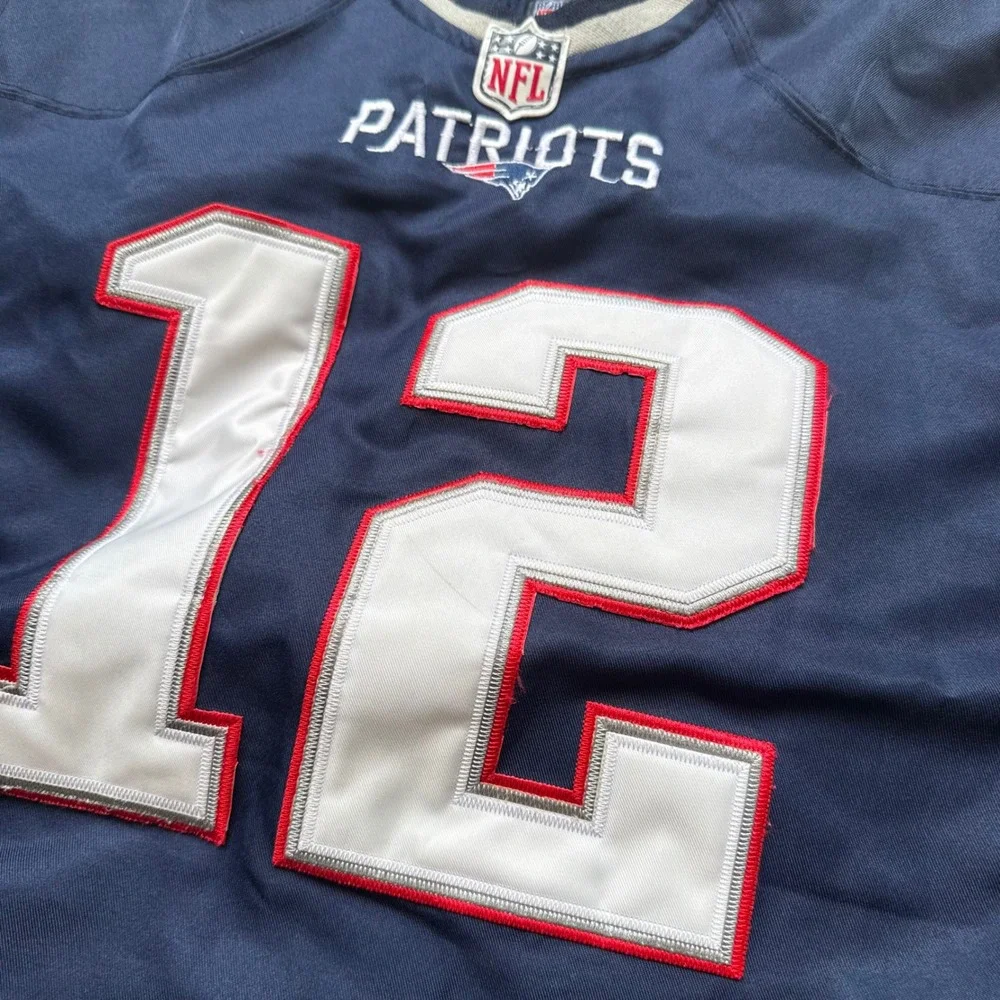 Nike NFL New England Patriots Tom Brady 12 On Field Jersey Navy Blue Size 44 L
